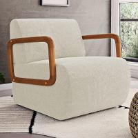 Poltrona Decorativa Orgânica Living Kavya Bouclê Off White - Desk Design - 1