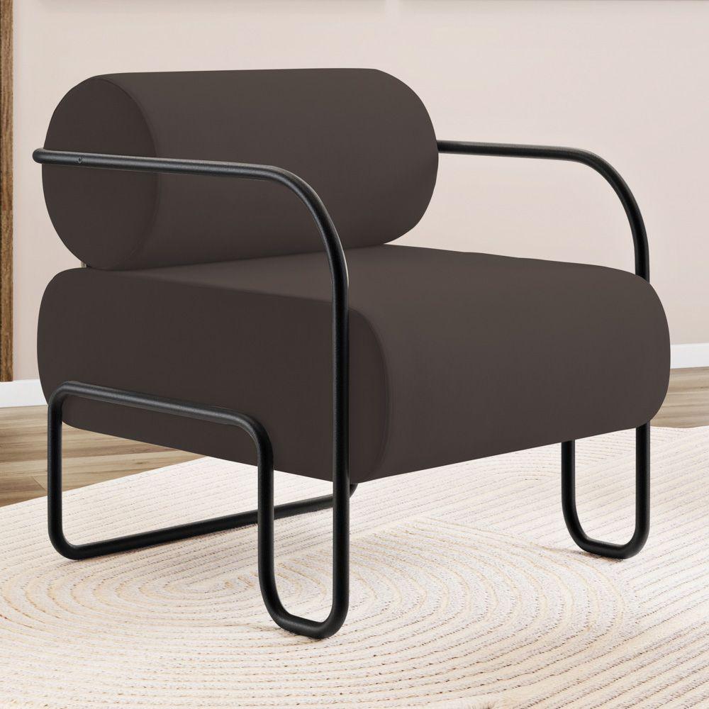 Kit 02 Poltronas Decorativas Orgânica Living Miska Veludo Marrom - Desk Design - 2