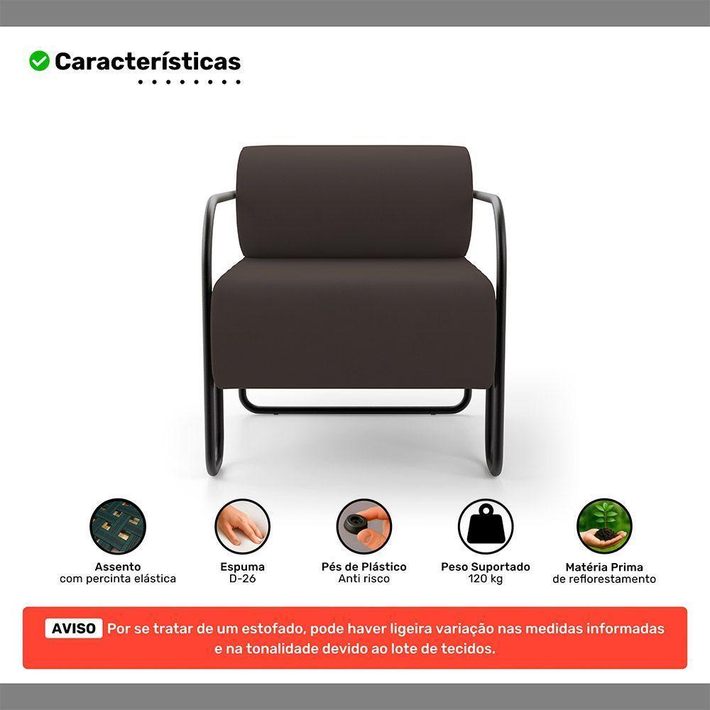 Kit 02 Poltronas Decorativas Orgânica Living Miska Veludo Marrom - Desk Design - 3
