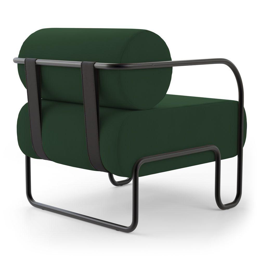 Poltrona Decorativa Orgânica Living Miska Veludo Verde Escuro - Desk Design - 6