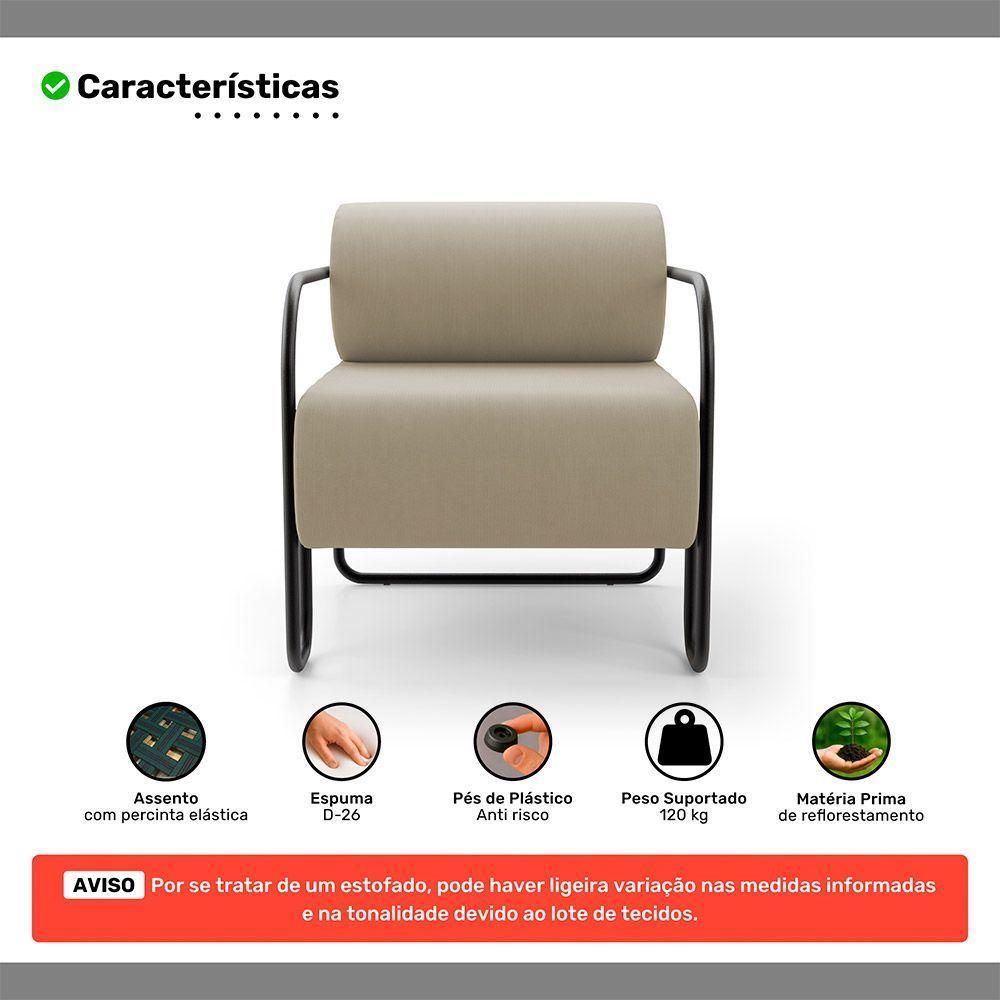 Kit 02 Poltronas Decorativas Orgânica Living Miska Veludo Bege - Desk Design - 3