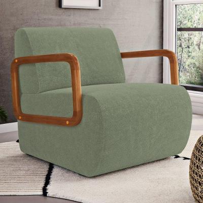 Poltrona Decorativa Orgânica Living Kavya Bouclê Verde Oliva - Desk Design