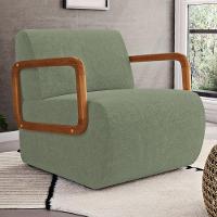 Poltrona Decorativa Orgânica Living Kavya Bouclê Verde Oliva - Desk Design - 1