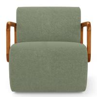 Poltrona Decorativa Orgânica Living Kavya Bouclê Verde Oliva - Desk Design - 5