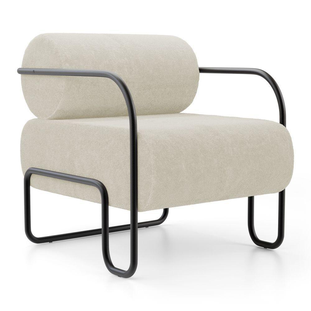 Kit 02 Poltronas Decorativas Orgânica Living Miska Bouclê Off White - Desk Design - 5