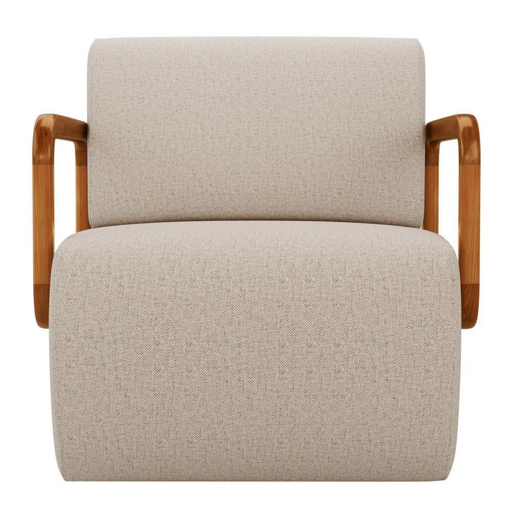 Poltrona Decorativa Orgânica Living Kavya Linho Bege - Desk Design - 3