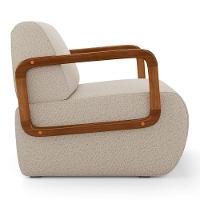 Poltrona Decorativa Orgânica Living Kavya Linho Bege - Desk Design