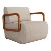 Poltrona Decorativa Orgânica Living Kavya Linho Bege - Desk Design - 5