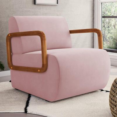 Poltrona Decorativa Orgânica Living Kavya Para Sala de Estar Veludo Rosê Desk Design