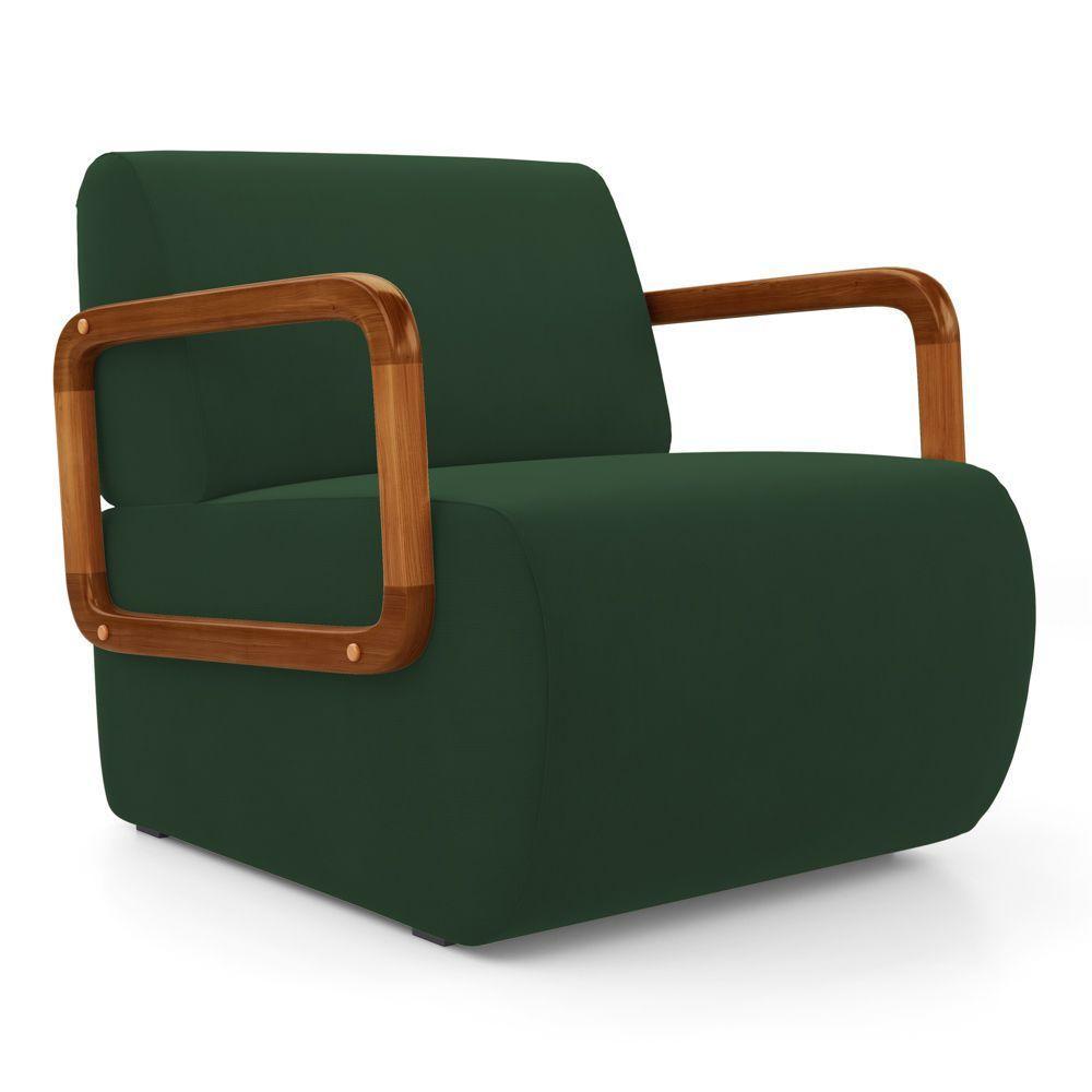 Poltrona Decorativa Orgânica Living Kavya Veludo Verde Escuro - Desk Design - 2
