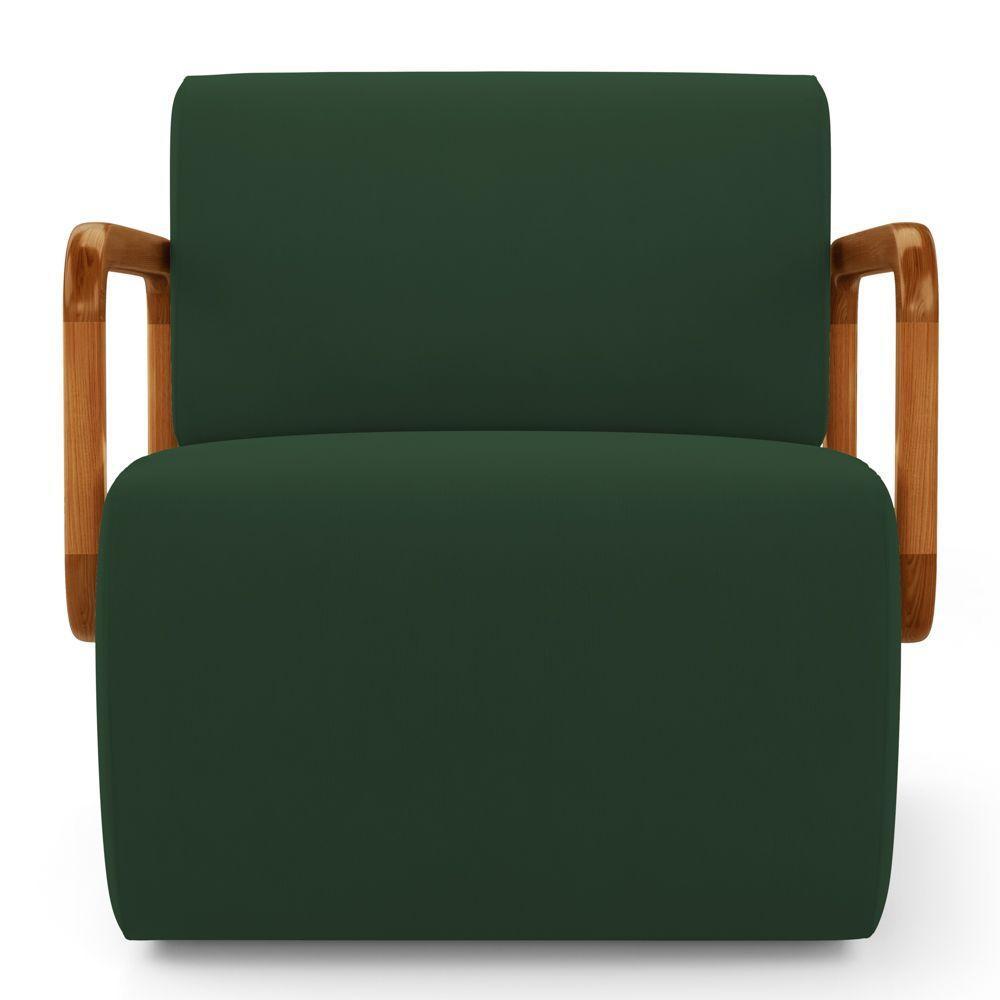 Poltrona Decorativa Orgânica Living Kavya Veludo Verde Escuro - Desk Design - 5