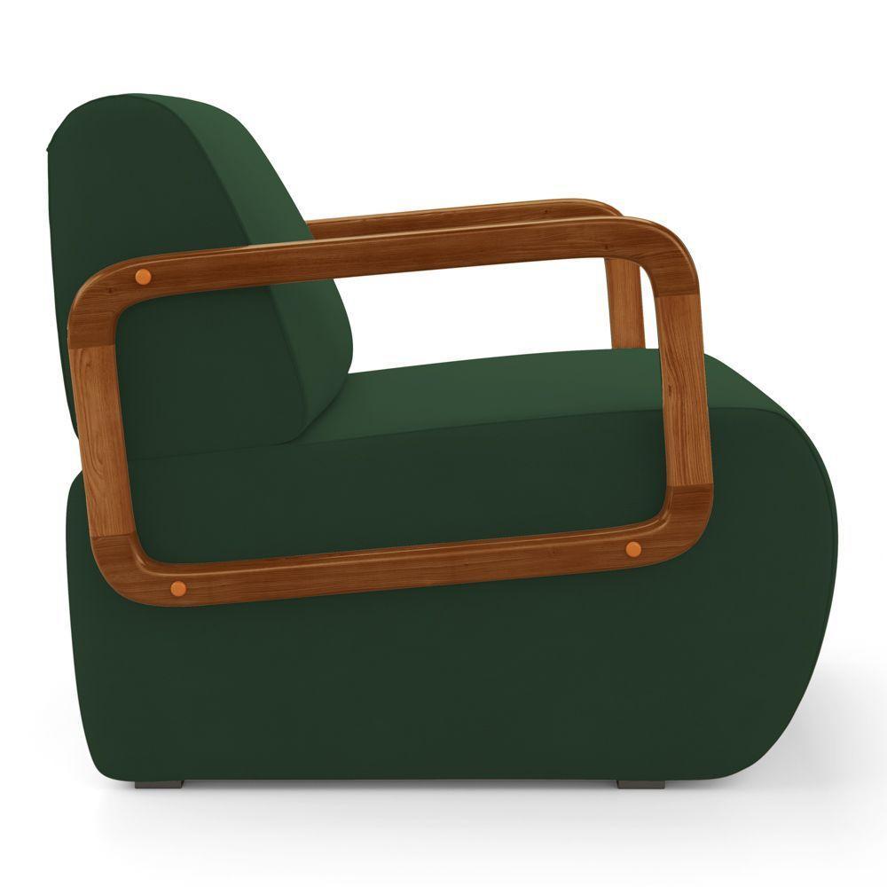 Poltrona Decorativa Orgânica Living Kavya Veludo Verde Escuro - Desk Design - 6