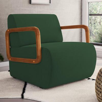 Poltrona Decorativa Orgânica Living Kavya Para Sala de Estar Veludo Verde Desk Design