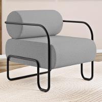 Poltrona Decorativa Orgânica Living Miska Linho Cinza - Desk Design - 1