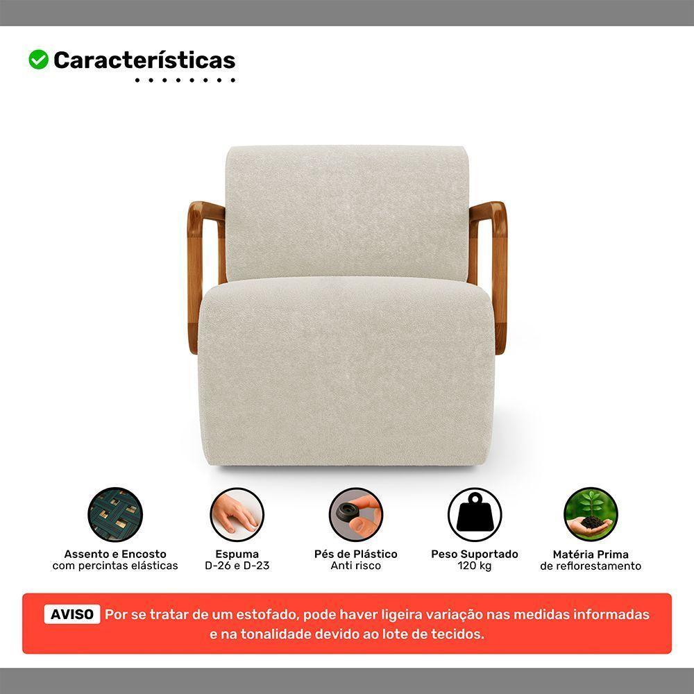 Kit 02 Poltronas Decorativas Orgânica Living Kavya Bouclê Off White - Desk Design - 3