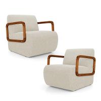 Kit 02 Poltronas Decorativas Orgânica Living Kavya Bouclê Off White - Desk Design - 1