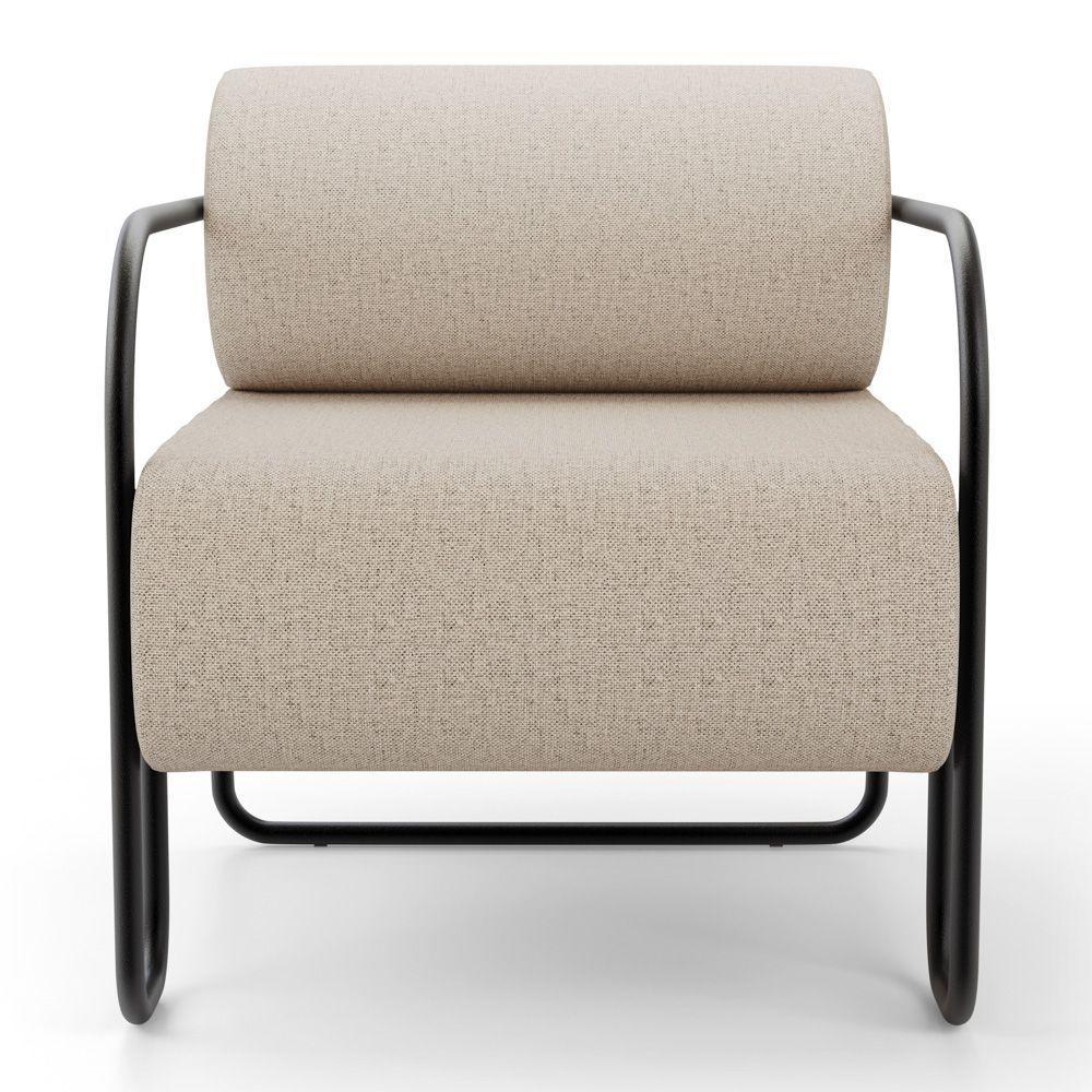 Poltrona Decorativa Orgânica Living Miska Linho Bege - Desk Design - 5