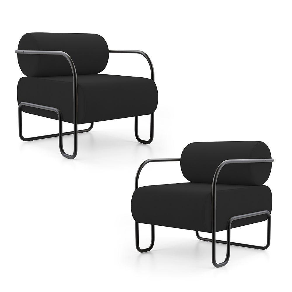 Kit 02 Poltronas Decorativas Orgânica Living Miska Veludo Preto - Desk Design - 1