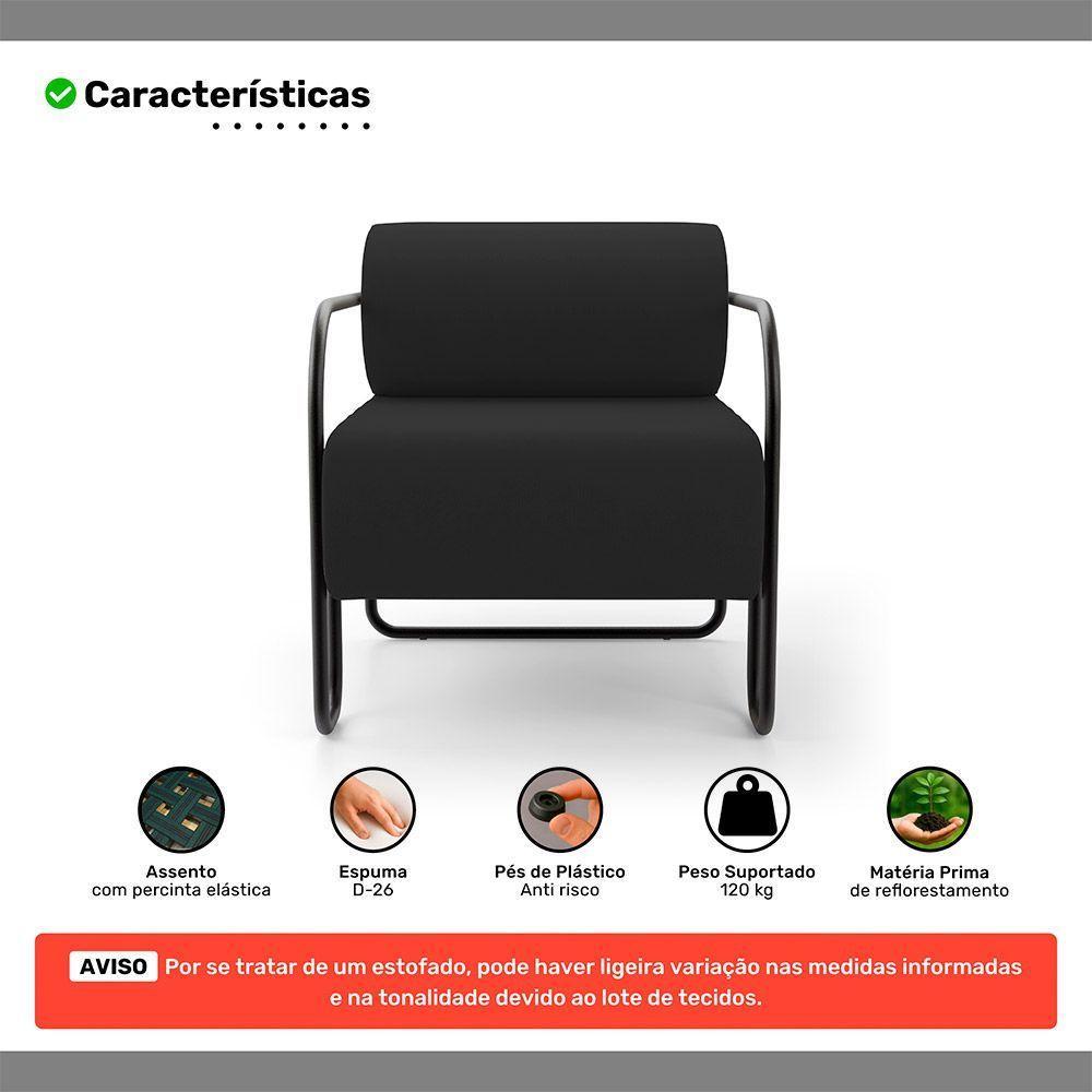 Kit 02 Poltronas Decorativas Orgânica Living Miska Veludo Preto - Desk Design - 3