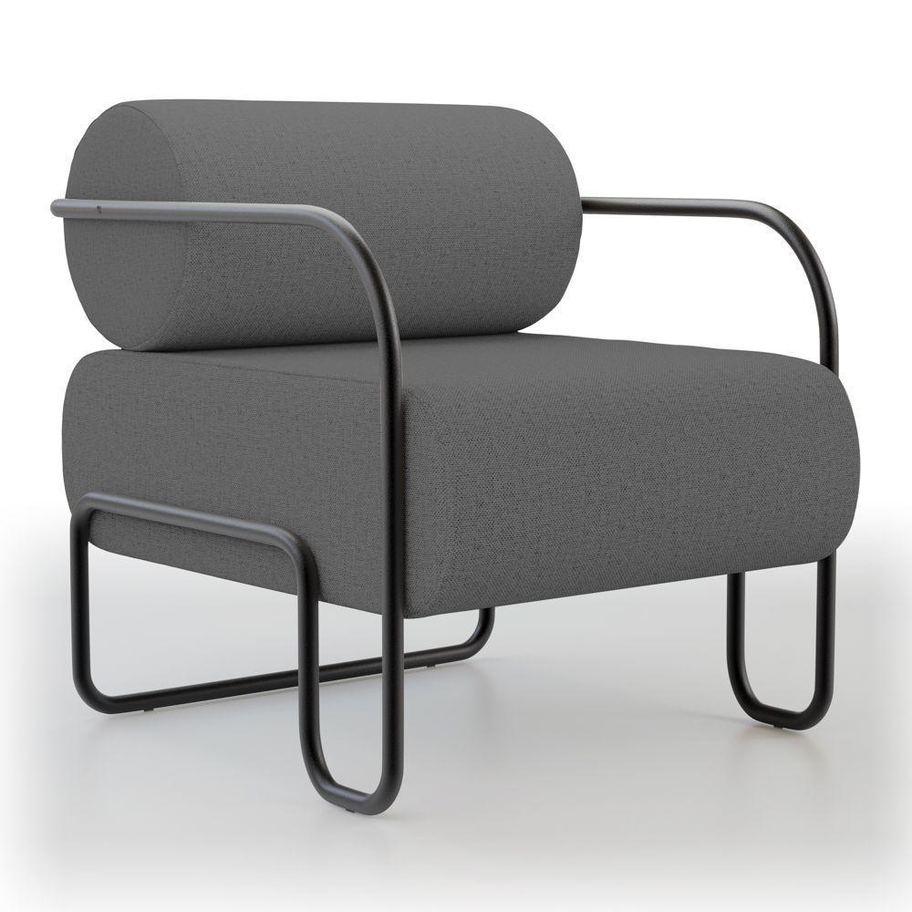 Poltrona Decorativa Orgânica Living Miska Linho Grafite - Desk Design - 2