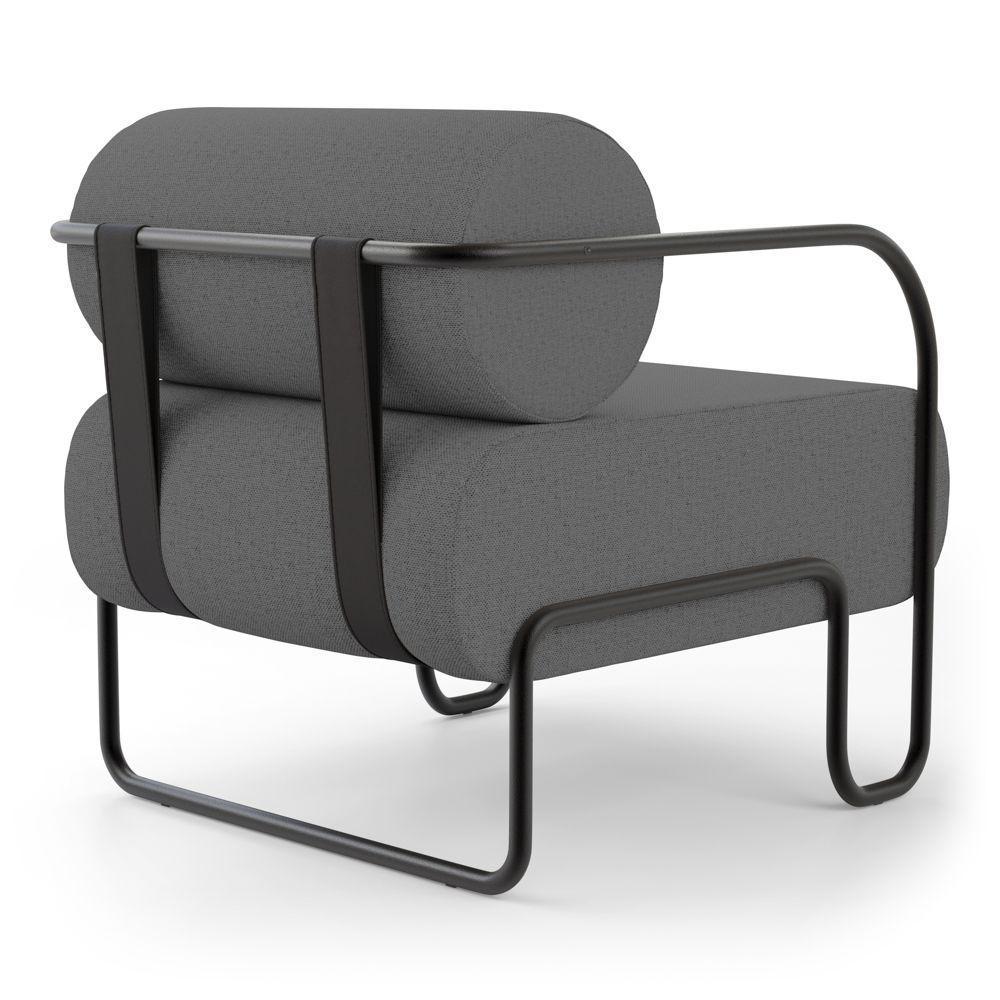 Poltrona Decorativa Orgânica Living Miska Linho Grafite - Desk Design - 6