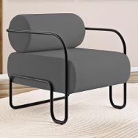 Poltrona Decorativa Orgânica Living Miska Linho Grafite - Desk Design - 1