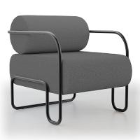 Poltrona Decorativa Orgânica Living Miska Linho Grafite - Desk Design - 2