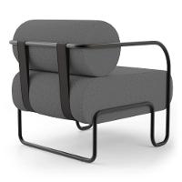 Poltrona Decorativa Orgânica Living Miska Linho Grafite - Desk Design - 6