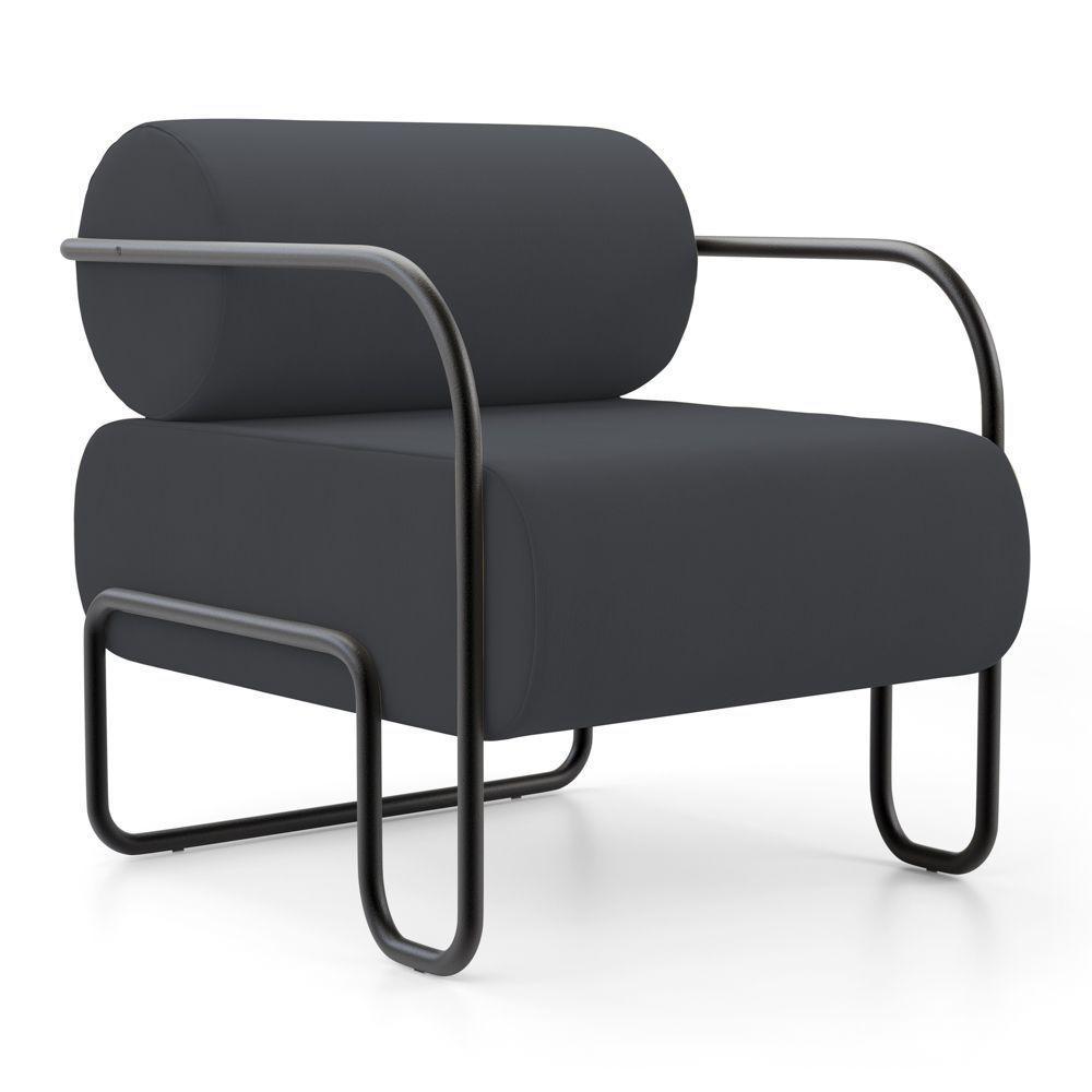 Poltrona Decorativa Orgânica Living Miska Veludo Cinza - Desk Design - 2