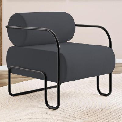 Poltrona Decorativa Orgânica Living Miska Para Sala de Estar Veludo Cinza Desk Design