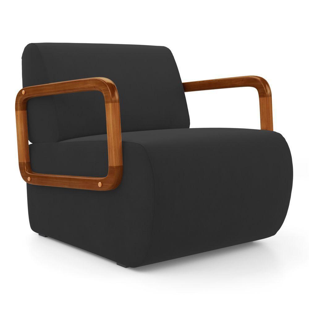 Kit 02 Poltronas Decorativas Orgânica Living Kavya Veludo Preto - Desk Design - 4