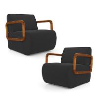 Kit 02 Poltronas Decorativas Orgânica Living Kavya Veludo Preto - Desk Design - 1