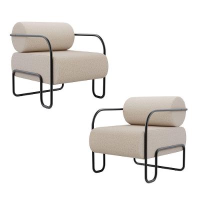 Kit 2 Poltronas Decorativas Orgânica Living Miska Para Sala De Estar Linho Bege Desk Design