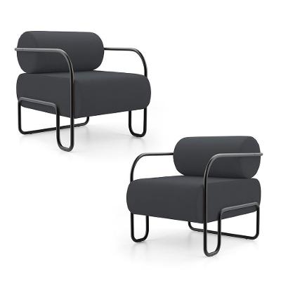 Kit 02 Poltronas Decorativas Orgânica Living Miska Veludo Cinza - Desk Design