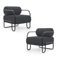 Kit 02 Poltronas Decorativas Orgânica Living Miska Veludo Cinza - Desk Design - 1