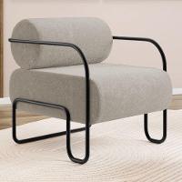 Poltrona Decorativa Orgânica Living Miska Bouclê Bege - Desk Design - 1