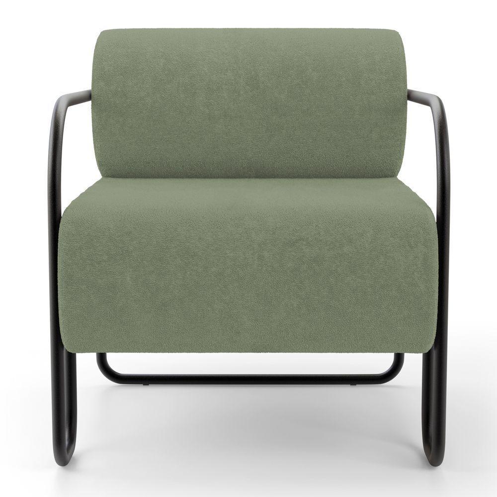 Kit 02 Poltronas Decorativas Orgânica Living Miska Bouclê Verde Oliva - Desk Design - 6