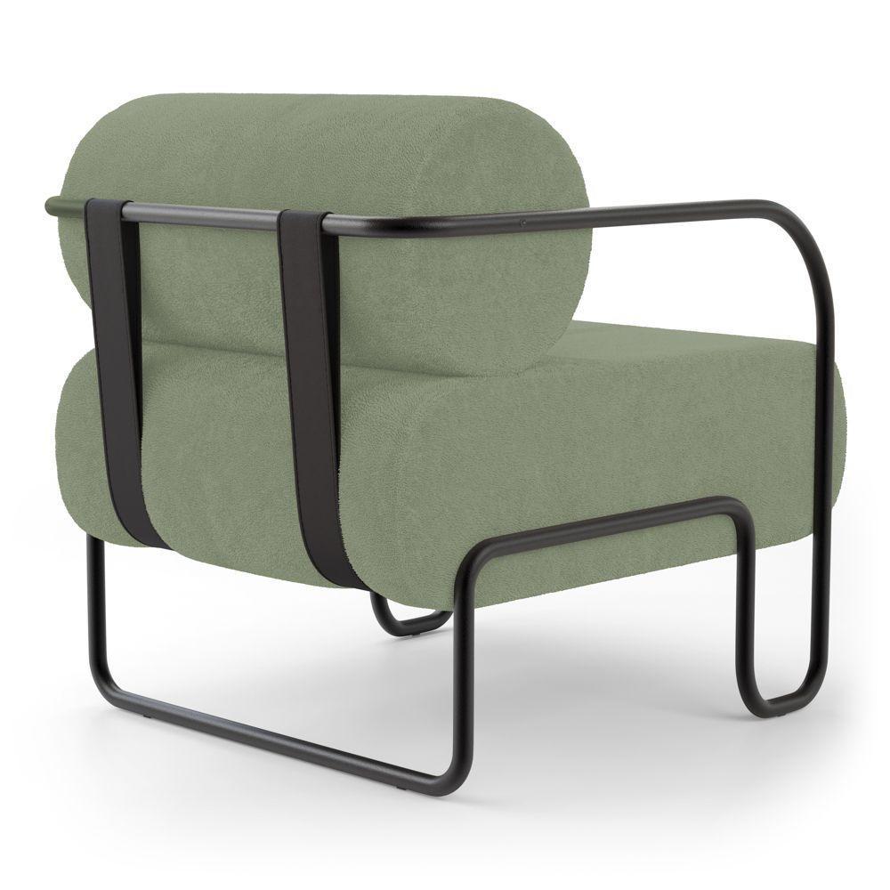 Kit 02 Poltronas Decorativas Orgânica Living Miska Bouclê Verde Oliva - Desk Design - 7