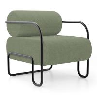 Kit 02 Poltronas Decorativas Orgânica Living Miska Bouclê Verde Oliva - Desk Design - 5