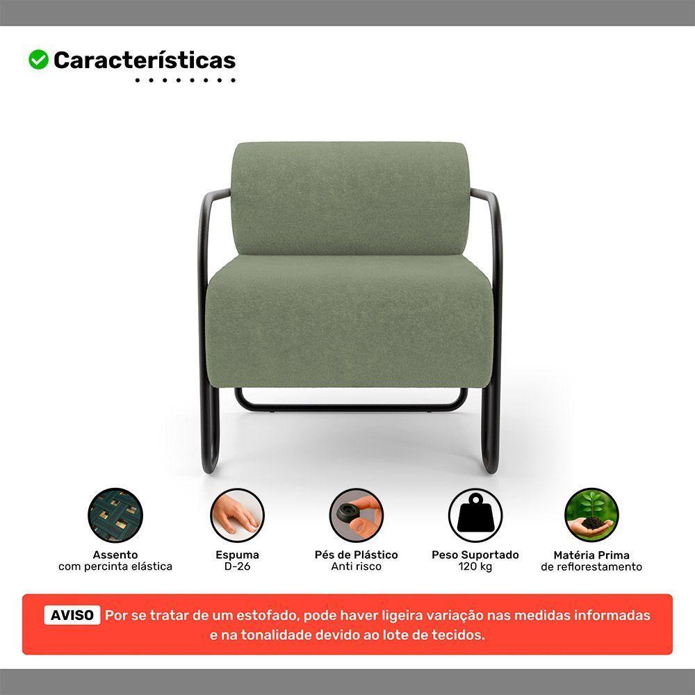 Poltrona Decorativa Orgânica Living Miska Bouclê Verde Oliva - Desk Design - 3