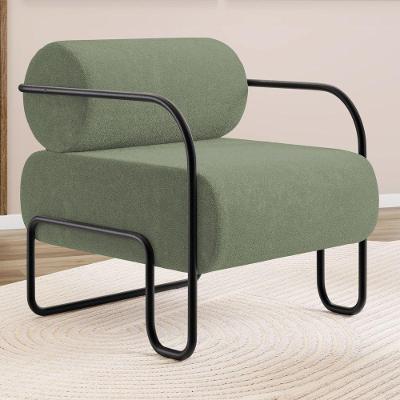 Poltrona Decorativa Orgânica Living Miska Bouclê Verde Oliva - Desk Design