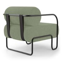 Poltrona Decorativa Orgânica Living Miska Bouclê Verde Oliva - Desk Design - 6