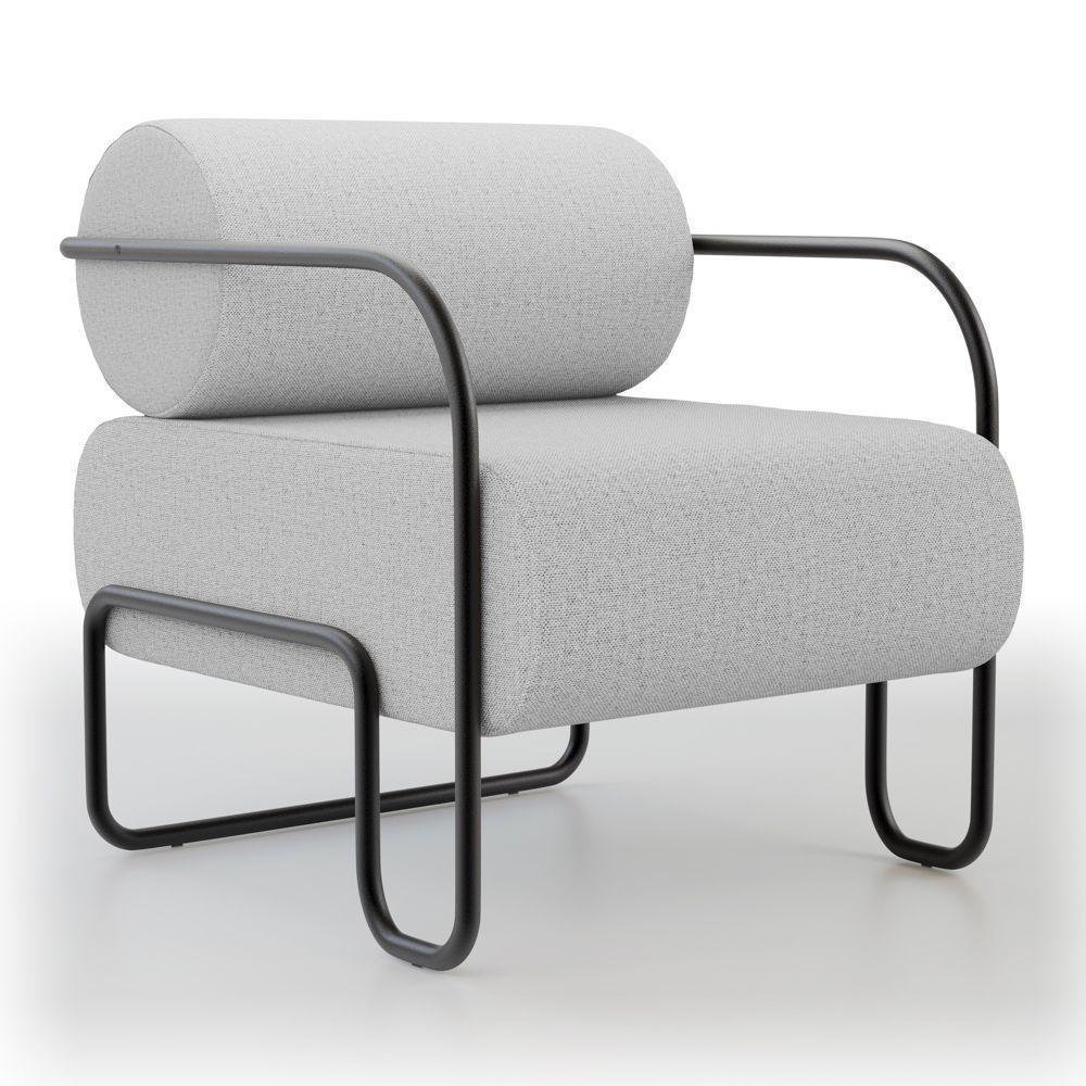 Kit 02 Poltronas Decorativas Orgânica Living Miska Linho Cinza Claro - Desk Design - 5