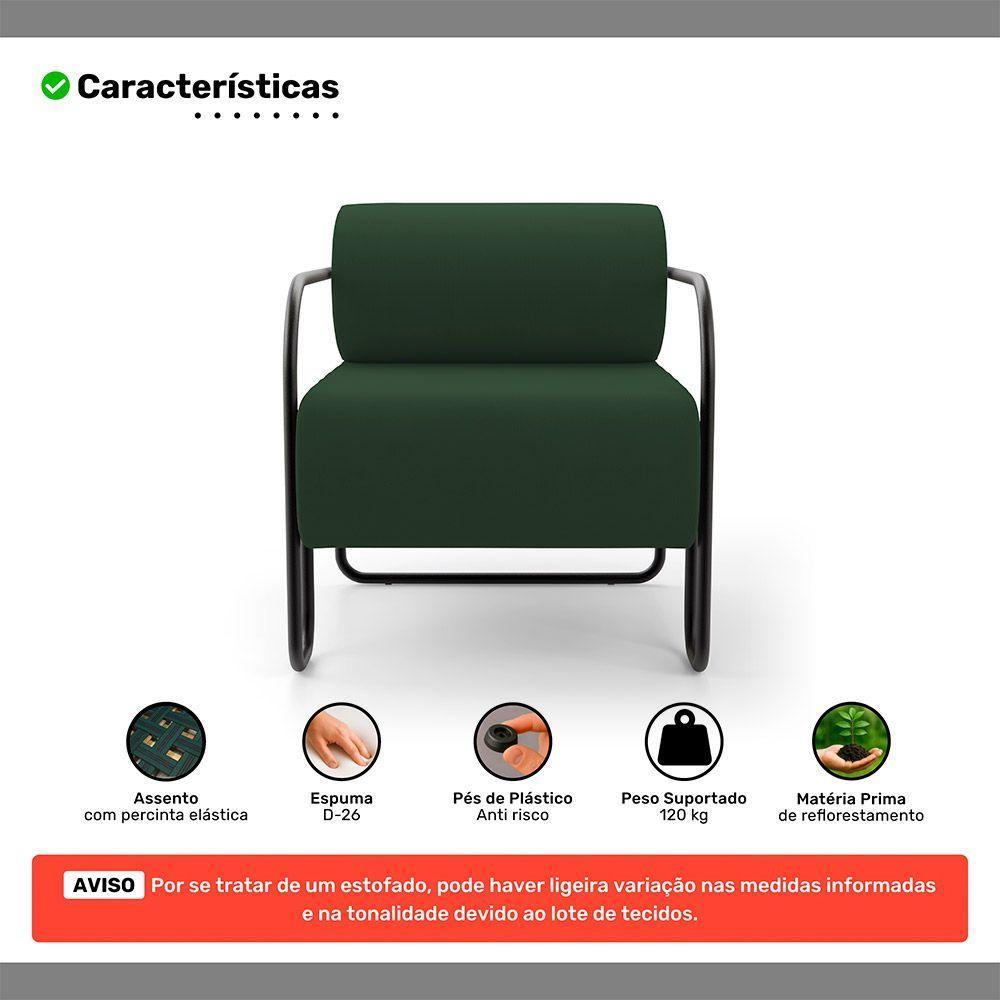 Kit 02 Poltronas Decorativas Orgânica Living Miska Veludo Verde Escuro - Desk Design - 3