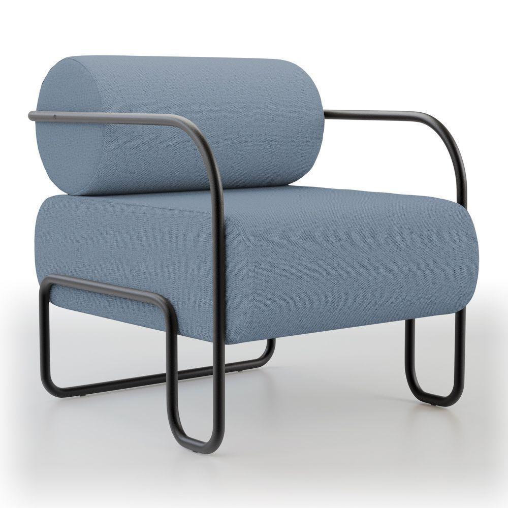 Poltrona Decorativa Orgânica Living Miska Linho Denim - Desk Design - 2