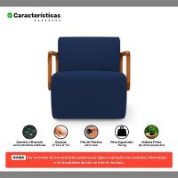 Poltrona Decorativa Orgânica Living Kavya Veludo Azul Marinho - Desk Design - 3