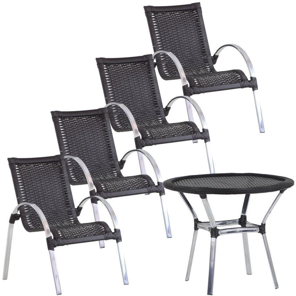 Jogo De área Com 4 Cadeiras E Mesa Trama Original Preto - 1