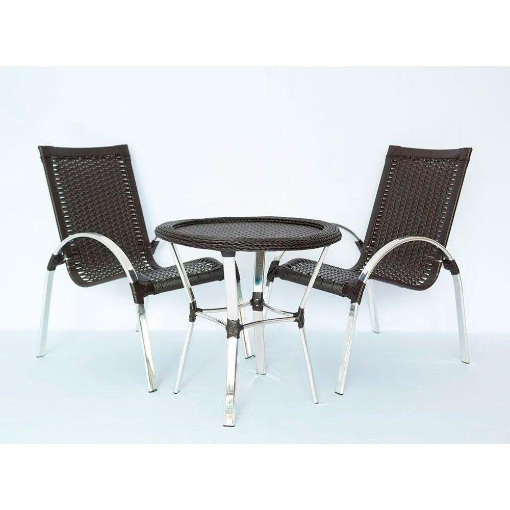 Jogo De área Com 4 Cadeiras E Mesa Trama Original Preto - 2