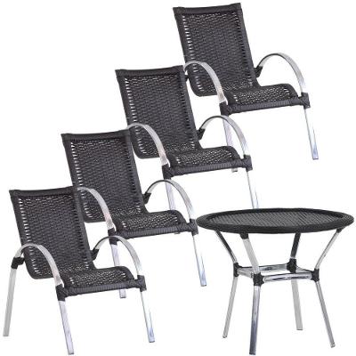 Jogo De área Com 4 Cadeiras E Mesa Trama Original Preto
