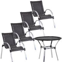 Jogo De área Com 4 Cadeiras E Mesa Trama Original Preto - 1